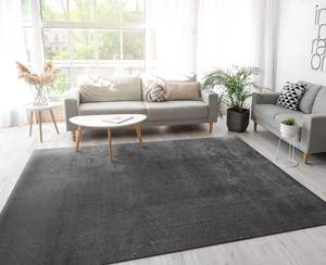 Paco Home Anthracite 140X200 cm moelleux doux moderne <span class=keywords><strong>tapis</strong></span> lavable 10mm à poils courts motif uni antidérapant pour <span class=keywords><strong>salon</strong></span> chambre - Product Image 2