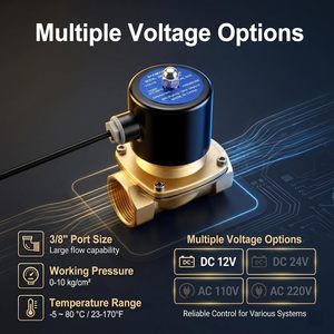Vanne solénoïde électrique Baomain 3/8 pouce en laiton DC 12V normalement fermée pour utilisation avec eau, air et applications pneumatiques - Product Image 6