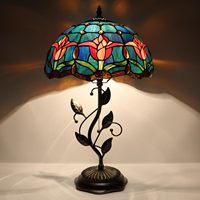 Lampe de bureau LED moderne W12H19 pouces, abat-jour en verre teinté en forme de feuille de tulipe, design simple, électrique E26 pour la lecture