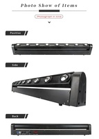 Barre de projecteurs linéaires à huit yeux LED RGBW 8x12W, contrôle DMX512, tête mobile, éclairage de scène pour DJ, discothèques, boîtes de nuit
