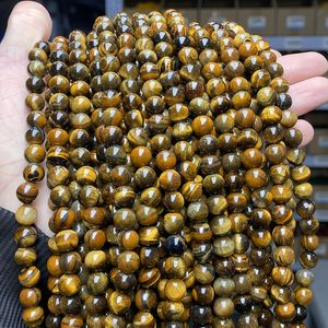 Großhandel natürliche gelbe Tigerauge Perlen Hochwertige lose Edelstein Perlen für DIY Schmuck herstellung Armband Halskette Lieferungen - Product Image 5