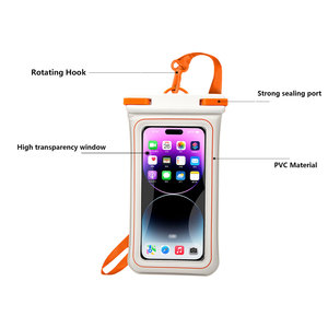 Funda impermeable para teléfono con correa desmontable, funda de PVC de 19cm para nadar, bolsa universal para teléfono móvil, azul y naranja - Product Image 3