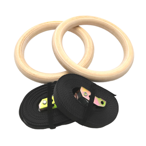Anillo <span class=keywords><strong>de</strong></span> Gimnasia <span class=keywords><strong>de</strong></span> Madera <span class=keywords><strong>con</strong></span> Correas Ajustables para Ejercicio Físico - Product Image 1