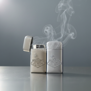 US Stock TECHNO Wholesale LAS VEGAS Broad Metal Windproof Cigar Flip Top Torch Lighter for <b>Smoking</b> - Product Image 2