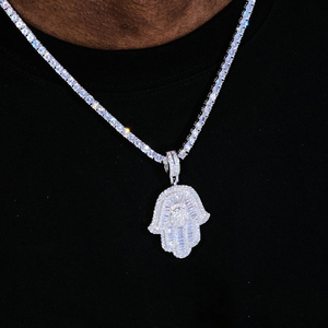 2023 hip hop cubic zircone micro pave iced out bling <span class=keywords><strong>fatima</strong></span> hamsa <span class=keywords><strong>collana</strong></span> <span class=keywords><strong>con</strong></span> ciondolo a <span class=keywords><strong>mano</strong></span> per uomo gioielli hip hop - Product Image 6