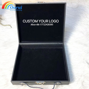 Factory Custom Luxury Wooden Gift Box with Handle, Black PU Leather Surface, Custom Logo Storage Suitcase for Jewelry/<b>Watch</b>/Gift - Product Image 2