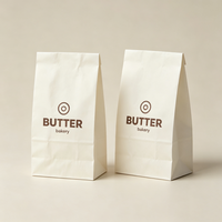 Sacs à biscuits en papier kraft écologiques à faible MOQ, design portable pour boulangerie, emballage alimentaire pour biscuits, pain et pâtisseries