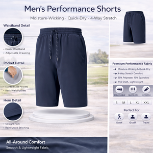 Ropa de Golf, Pantalones Cortos de Golf de Poliéster y Elastano para Verano, con Cintura Elástica y Cordones Ajustables - Product Image 2