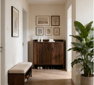 Organizzatore per Scarpe da Soggiorno a 5 Ripiani con Finitura Anticata, Mobile Rustico per Arredamento - Product Image 5