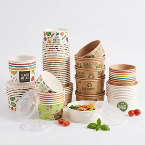 Tazón de Papel Redondo para Sopa o Ensalada, con Tapa, para Llevar, Personalizado con Logotipo, Desechable, para Comida y Bebidas - Product Image 2