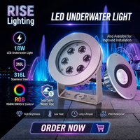 316L acier inoxydable 18 watts RVB 24V DMX512 IP68 a évalué la couleur changeante LED lumières sous-marines de piscine de fontaine