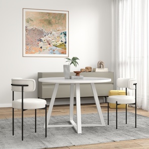 Durban Ensemble de salle à manger rond 3 pièces, table à chevalet avec 2 chaises boucle - Product Image 2