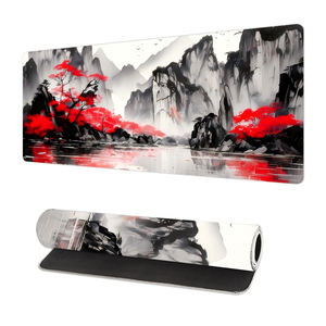 Chinese Wash Painting Table Mouse Pad 900*400 Gaming <b>Mousepads</b> Large Anime Red Leaf Desk Pad with Non Slip Base Stitched Edge - Product Image 3