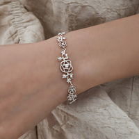 Bracelets à breloques en dentelle irrégulière fine pour femmes, en argent sterling 925, bracelet chaîne à maillons tendance, bijoux de créateur personnalisés, vente en gros