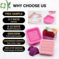 Moules à savon DIY OKSILICONE, forme carrée 3D, personnalisables, antiadhésifs, outils de pâtisserie en silicone, sac OPP ou personnalisé, 20g/pièce, 7*7cm