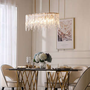 Lámpara de Araña de Cristal de Estilo Americano, Totalmente en Cobre, de Lujo Posmoderno, Diseño Simple, Elegante y Personalizado para Sala de Estar y Comedor - Product Image 3