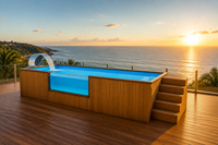 Piscine hors sol de luxe de 20 pieds en PRV moulé monobloc avec escalier interne – Vente en gros par le fabricant