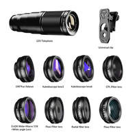 APEXEL Meilleur objectif super téléobjectif 22X, kit d'objectifs macro grand angle, filtre 10 en 1, objectif d'appareil photo mobile pour iPhone, smartphone Android