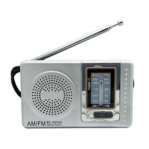 Radio AM FM portable argentée personnalisée, format de poche, avec antenne télescopique, haut-parleur intégré, alimentée par piles, pour les seniors et les activités de plein air - Product Image 1