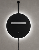 Miroir LED intelligent rond mural, miroir de salle de bain anti-buée avec capteur tactile, température de couleur réglable en 3 niveaux, affichage de l'heure, IP44 CE