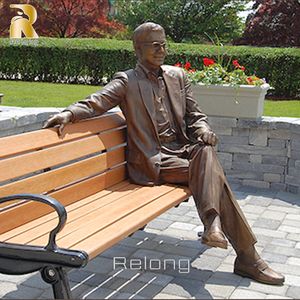 광장 관광 명소 장식 남자와 벤치 청동 조각 - Product Image 4