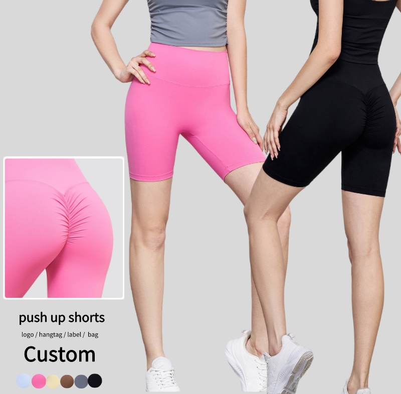 Vente en gros Capris de yoga Short de sport push-up taille haute pour femmes, collant personnalisé résistant aux squats et aux hanches, short respirant