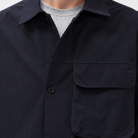 Veste pour homme coupe décontractée, boutonnée, avec col rabattable, poche poitrine à rabat et poches latérales, style utilitaire