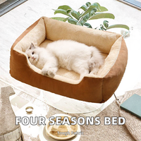 Lit pour chat de luxe, lit pour chien en forme de grotte, forme rectangulaire, moderne, antidérapant, amovible, lavable, toutes saisons, tapis pour cage à animaux de compagnie