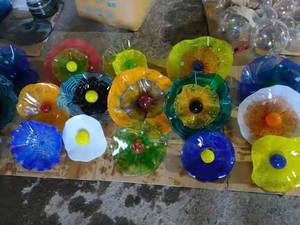 Vente en gros, plaque de fleur murale en verre soufflé à la main, 2 à 3 couches, Art mural en verre de Murano - Product Image 6