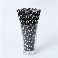 6*197mm Pailles à boire en papier biodégradables écologiques à pois, pailles en papier pour mariage, design personnalisé