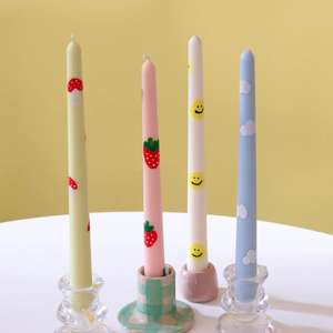 Cute Pastel <b>Fun</b> Handcrafted Soy & Paraffin Wax Taper <b>Candles</b> Set of 4 Smokeless Lavender Scent for Christmas Easter Celebrations - Product Image 3