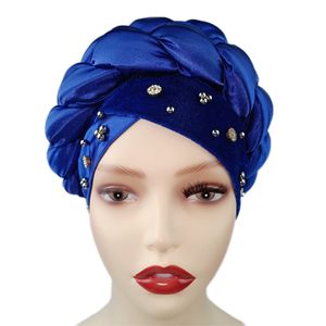 Couvre-chef en Satin africain pour <span class=keywords><strong>femme</strong></span>, Turban tressé, en Gele, pour <span class=keywords><strong>mariage</strong></span> musulman nigérian, nouvelle collection 2020 - Product Image 1