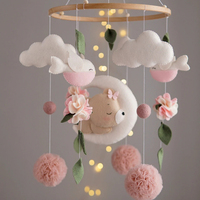 Pompons décoratifs en feutre scandinave écologique forêt ours dormant sur la lune jouet doux montessori berceau mobile pour bébé