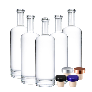 Botellas de alcohol de vidrio transparente plano tallado de muestra gratis 500mL 700mL 750mL para whisky Vodka <span class=keywords><strong>Tequila</strong></span> Liqueur - Product Image 4