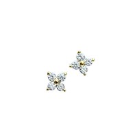 Boucles d'oreilles clous hypoallergéniques mini trèfle à quatre feuilles, étanches, en cuivre plaqué or véritable, zircon, bijoux confortables pour dormir, pour femmes