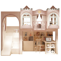 Lit mezzanine avec bureau sous un lit superposé avec armoire coulissante Conception personnalisée de lits avec bureaux sous mobilier à thème chambre d'enfants