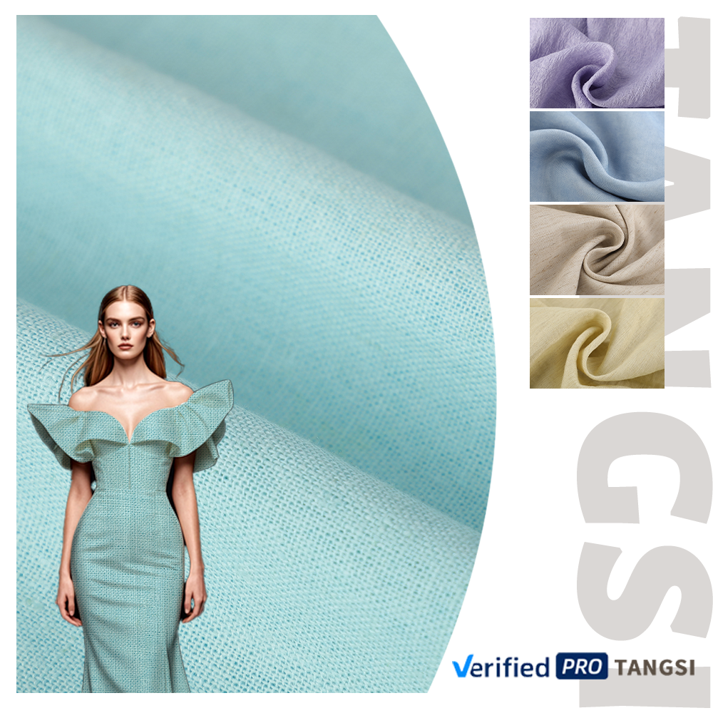 Direct Factory Hot Sale Eco-friendly Customized Solid Dyeing Soft Hand Feeling Woven Viscose Linen Plain Fabrics for Clothing