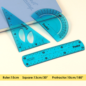 Foska 15cm 4 pièces géométrie Flexible règle ensemble mathématiques ensemble plastique règle ensembles rapporteur Triangle 45 et 60 demi-cercle