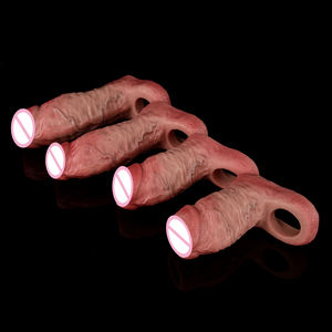 Dropshipping Gode réaliste avec <span class=keywords><strong>sensation</strong></span> de <span class=keywords><strong>peau</strong></span> <span class=keywords><strong>Préservatif</strong></span> réutilisable Gode réaliste avec manchon en silicone pour pénis avec manchon d'extension <span class=keywords><strong>Préservatif</strong></span> - Product Image 2
