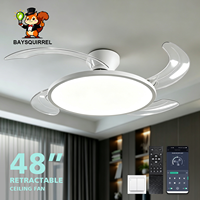 Ventilateur de plafond rétractable de 48 pouces, design à profil bas, lumière à spectre complet à intensité variable avec télécommande, ventilateur moderne à profil bas