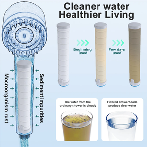 Vente chaude Gun Grey haute <span class=keywords><strong>pression</strong></span> économie d'eau trois fonctions salle <span class=keywords><strong>de</strong></span> bain <span class=keywords><strong>douche</strong></span> à main avec fonction <span class=keywords><strong>de</strong></span> massage filtre en coton pp - Product Image 6