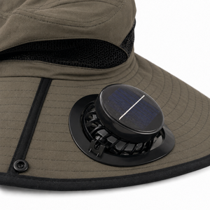 Sombrero de Pescador con Ventilador USB y Energía Solar, Ala Ancha, Resistente a los Rayos UV, para Campismo y Pesca al Aire Libre, Color Verde Militar - Product Image 5