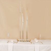 Candélabre en verre cristal 5 têtes 80 cm, porte-bougies pilier transparent, centres de table pour mariage, décoration de fête et de mariage