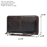 Dompet Pria Kulit Asli Model Panjang dengan Dua Kantong dan Banyak Slot Kartu, Tas Selempang Pria