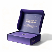 Boîte pliante en carton pour colis postaux, impression personnalisée, motif ciel étoilé violet et feuille d'or, emballage cadeau pour cosmétiques et expédition