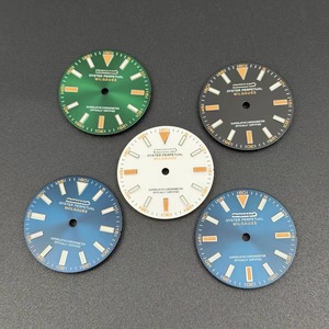 Nouveau cadran de montre modifié sans date, argenté, avec index bâtonnets orange, 28,5 mm, compatible avec le mouvement NH35 - Product Image 1