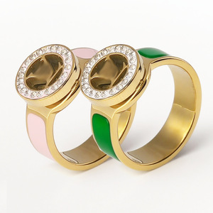 Donkey Family Old Flower Paire <span class=keywords><strong>de</strong></span> bagues <span class=keywords><strong>de</strong></span> mariage en acier inoxydable, émail anti-décoloration, incrustation <span class=keywords><strong>de</strong></span> diamant <span class=keywords><strong>de</strong></span> laboratoire, fait main - Product Image 3