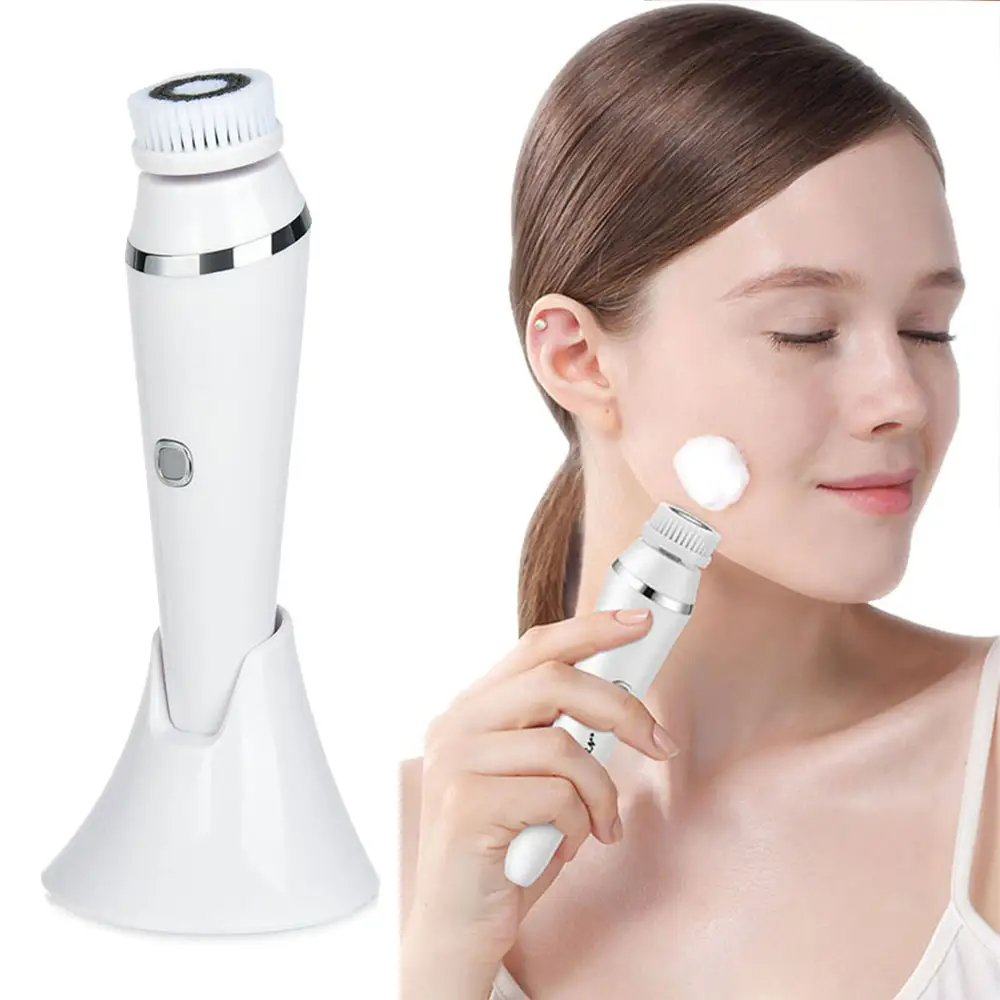 Washing deep cleaning skin 4 in 1 Exfoliating Electric Silicone Scrub Pore Cleaner Face Facial Cleansing Brush