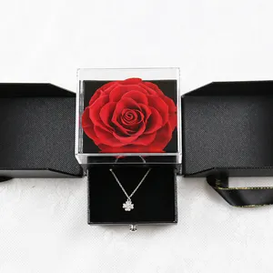 珠宝盒中批发持久保存的玫瑰永恒永远真正的玫瑰花情人节礼物