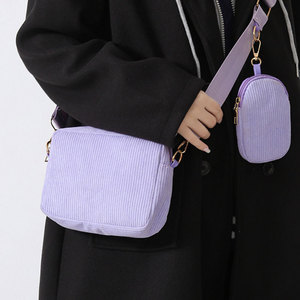 Bolso Bandolera Pequeño con Bolsa Extraíble, Bolso Cruzado de Pana con Rayas para Teléfono Celular, para Viajes y Correr, para Chicas - Product Image 2